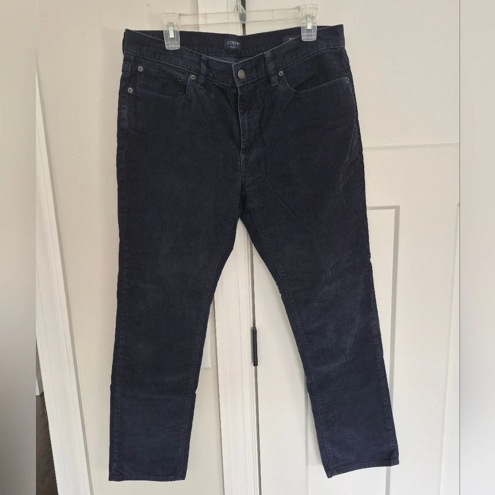 J. Crew Men's Pants Navy Blue Corduroy Flex Slim Size 34 X 30